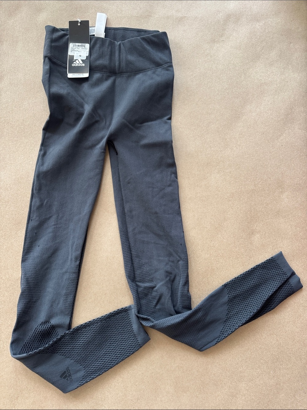 adidas Kids Charcoal Black Active Leggings with Textured Panels